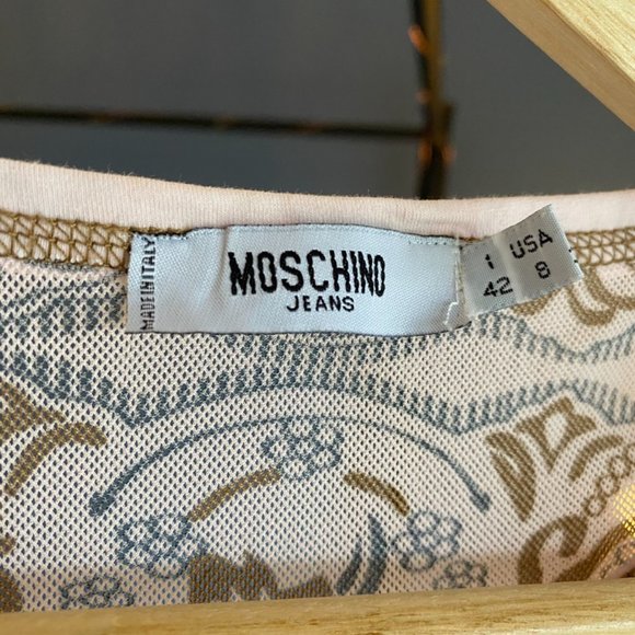 Y2K Moschino Jeans Vintage Pink and Brown Long Sleeved Sequin Shirt - Picture 3 of 6